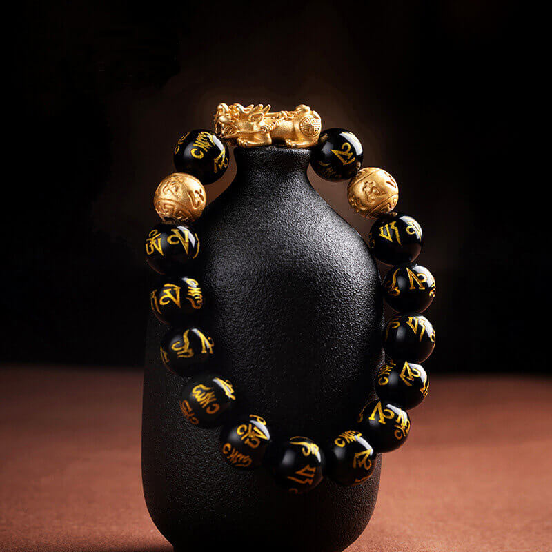 Sort Obisidian Feng Shui Armbånd